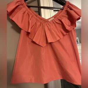 Rebecca Taylor Off-the-Shoulder Taffeta Top